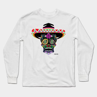 the mexican grim reaper in mariachi charro style ecopop Long Sleeve T-Shirt